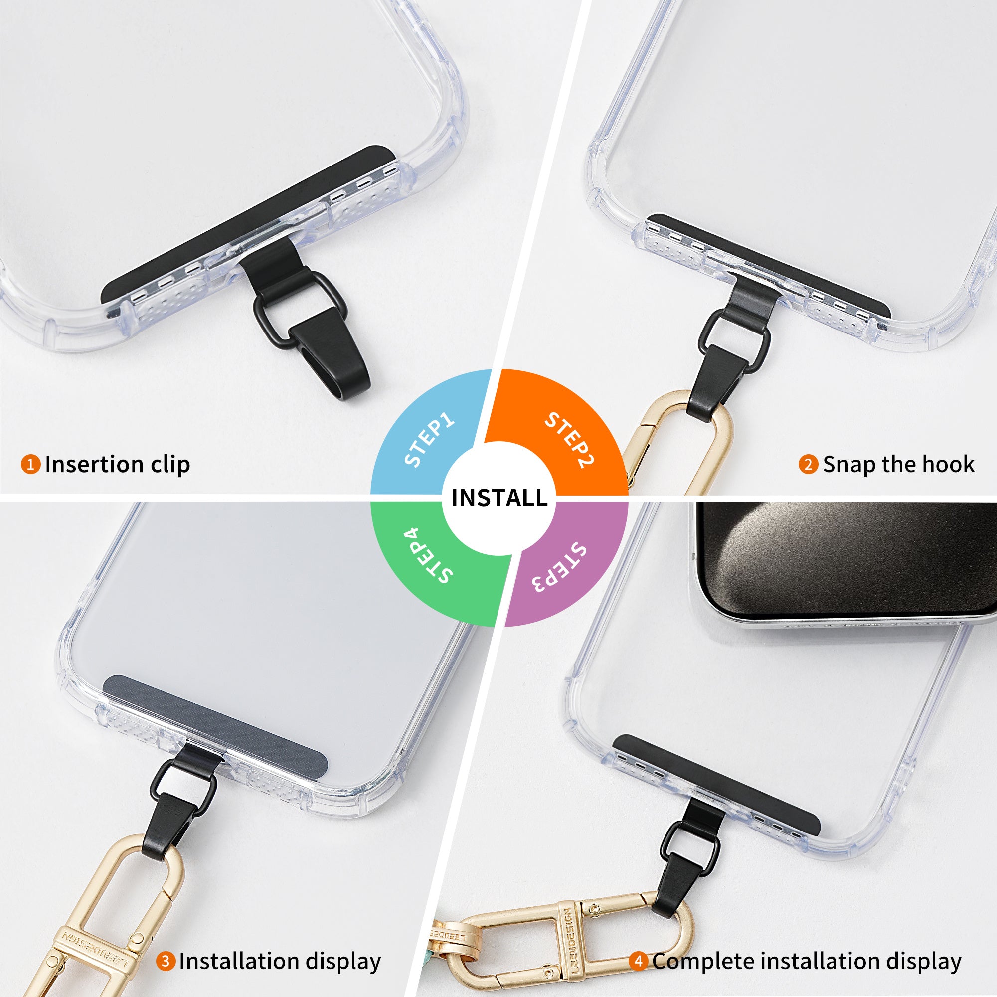 LEEU DESIGN Metal Phone Tether Tabs Universal Phone Lanyard Replacement Part LEEU DESIGN Metal Phone Tether Tabs Universal Phone Lanyard Replacement Part